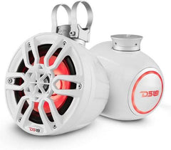 DS18 NXL 6.5" Marine and Powersports Compact Towers with Flat and Pole Mounts LED RGB Lights 100 Watts Rms -White | NXL-PS6W