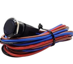 PLASHLIGHTS Marine Push Button Switch - Blue LED - 20a - Black Anodized- On/Off - Latching | PL22BLK-L-BL