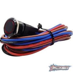 PLASHLIGHTS Marine Push Button Switch - Red LED - 20a - Black Anodized-Momentary | PL22BLK-M-RD