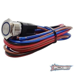 PLASHLIGHTS Marine Push Button Switch - Blue LED - 20a - Stainless Steel - Momentary | PL22SS-M-BL
