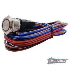 PLASHLIGHTS Marine Push Button Switch - Red LED - 20a - Stainless Steel - Momentary | PL22SS-M-RD