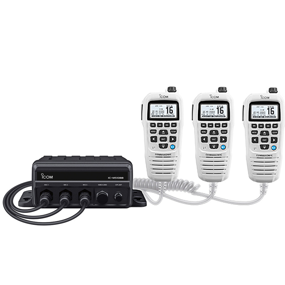 Icom M510BB GW 21 Black Box VHF w/White Command Mic  3 Command Mic Ports [M510BB GW 21 USA]