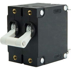 Egis A Series White Toggle Panel Mount Circuit Breaker - Dual Pole 15A [3202-15]