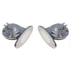 Schmitt Marine Mini Stainless Steel Dual Drop-In Horn w/Stainless Steel Grills High  Low Pitch [10055]