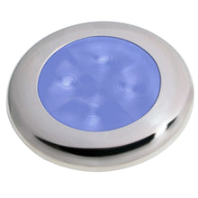 Load image into Gallery viewer, Hella Marine Slim Line LED 'Enhanced Brightness' Round Courtesy Lamp - Blue LED - Stainless Steel Bezel - 12V [980502221]
