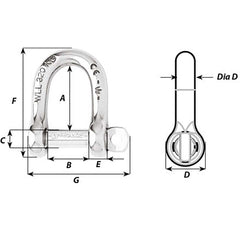 Wichard Self-Locking D Shackle - Diameter 4mm - 5/32" [1201W]
