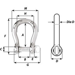 Wichard Self-Locking Bow Shackle - Diameter 6mm - 1/4" [1243W]
