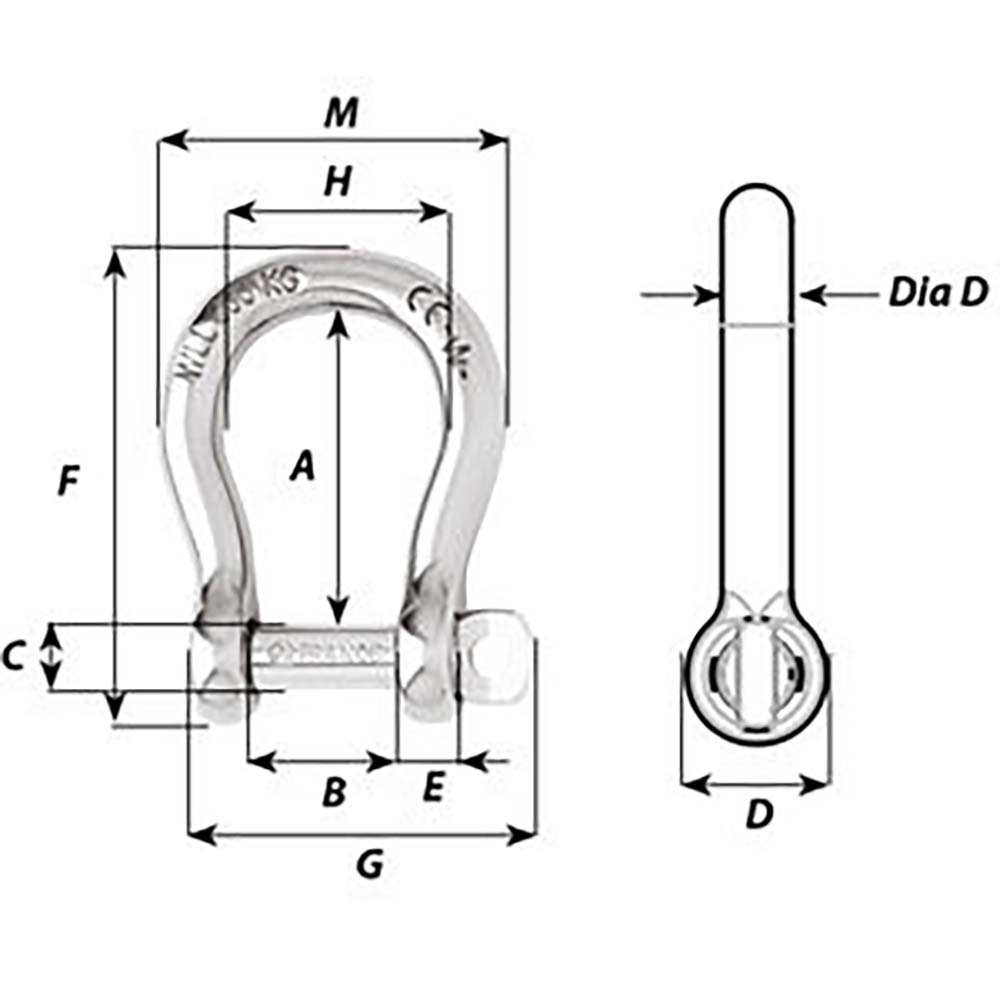 Wichard Self-Locking Bow Shackle - Diameter 8mm - 5/16" [1244W]
