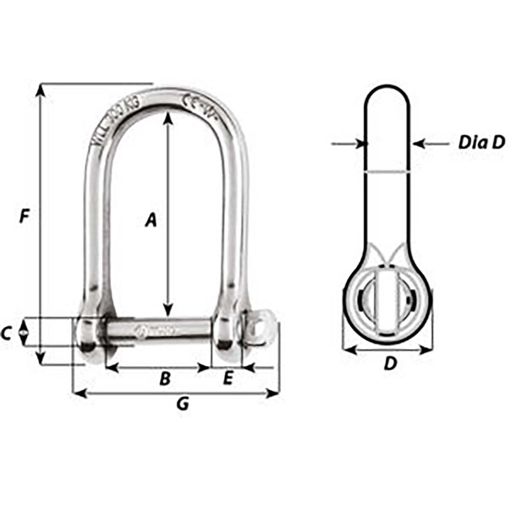 Wichard Self-Locking Large Shackle - Diameter 5mm - 3/16" [1262W]