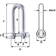 Wichard Captive Pin Long D Shackle - Diameter 8mm - 5/16" [1414W]