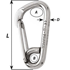 Wichard Asymmetric Carbine Hook - Length 120mm - 15/32" [2327W]