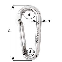 Wichard Symmetric Carbine Hook Without Eye - Length 80mm - 5/16" [2335W]