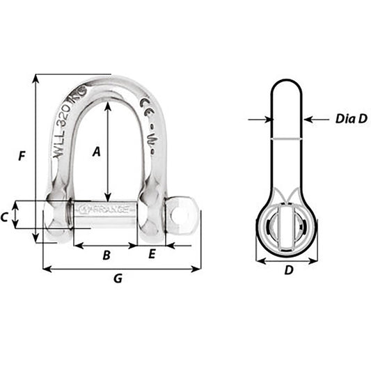 Wichard Self-Locking D Shackle - 12mm Diameter - 15/32" [1206W]