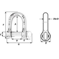 Wichard Not Self-Locking D Shackle - 14mm Diameter - 9/16" [1207W]