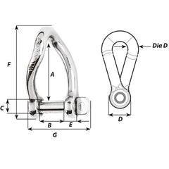 Wichard Self-Locking Twisted Shackle - 10mm Diameter - 13/32" [1225W]