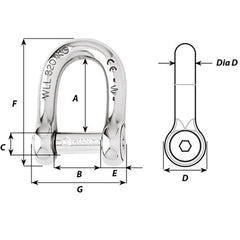 Wichard Self-Locking Allen Head Pin D Shackle - 6mm Diameter - 1/4" [1303W]
