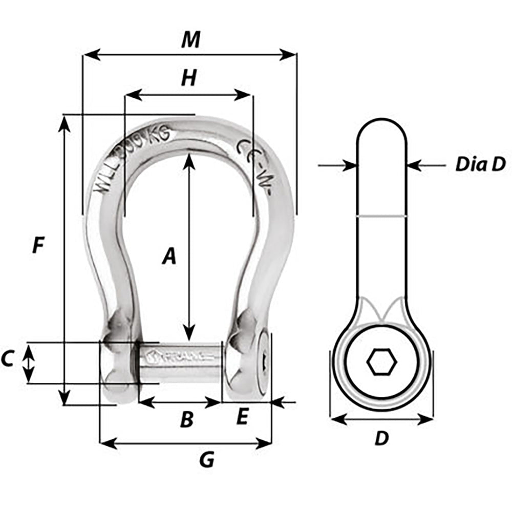 Wichard Self-Locking Allen Head Pin Bow Shackle - 10mm Diameter - 13/32" [1345W]