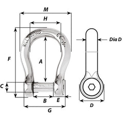 Wichard Self-Locking Allen Head Pin Bow Shackle - 12mm Diameter - 15/32" [1346W]