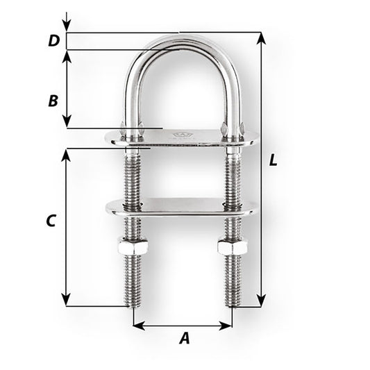 Wichard U-Bolt Pad Eye - 10mm Diameter - 25/64" - 90mm Length - 3-35/64" [6515W]