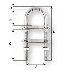 Wichard U-Bolt Pad Eye - 12mm Diameter - 15/32" - 130mm Length - 5-1/8" [6526W]