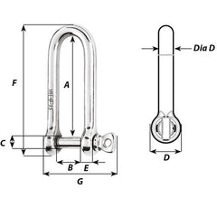 Wichard HR Long D Shackle - 10mm Diameter - 25/64" [11215W]