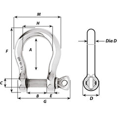 Wichard HR Bow Shackle - 12mm Pin Diameter [11246W]