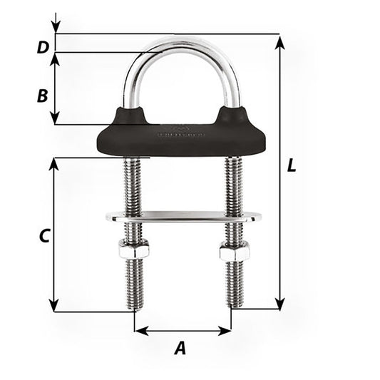 Wichard Black Watertight U-Bolt - 10mm Diameter - 25/64" - 110mm Length - 4-21/64" [65451W]