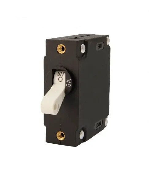 EGIS A Series White Toggle Panel Mount Circuit Breaker Single Pole AC/DC 5 Amp Retail Pack