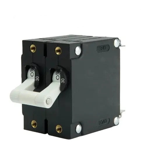 EGIS A Series White Toggle Panel Mount Circuit Breaker Dual Pole AC 30 Amp Retail Pack