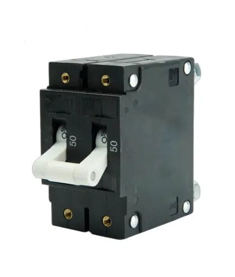 EGIS C Series White Toggle Panel Mount Circuit Breaker Double Pole AC 50 Amp Retail Pack