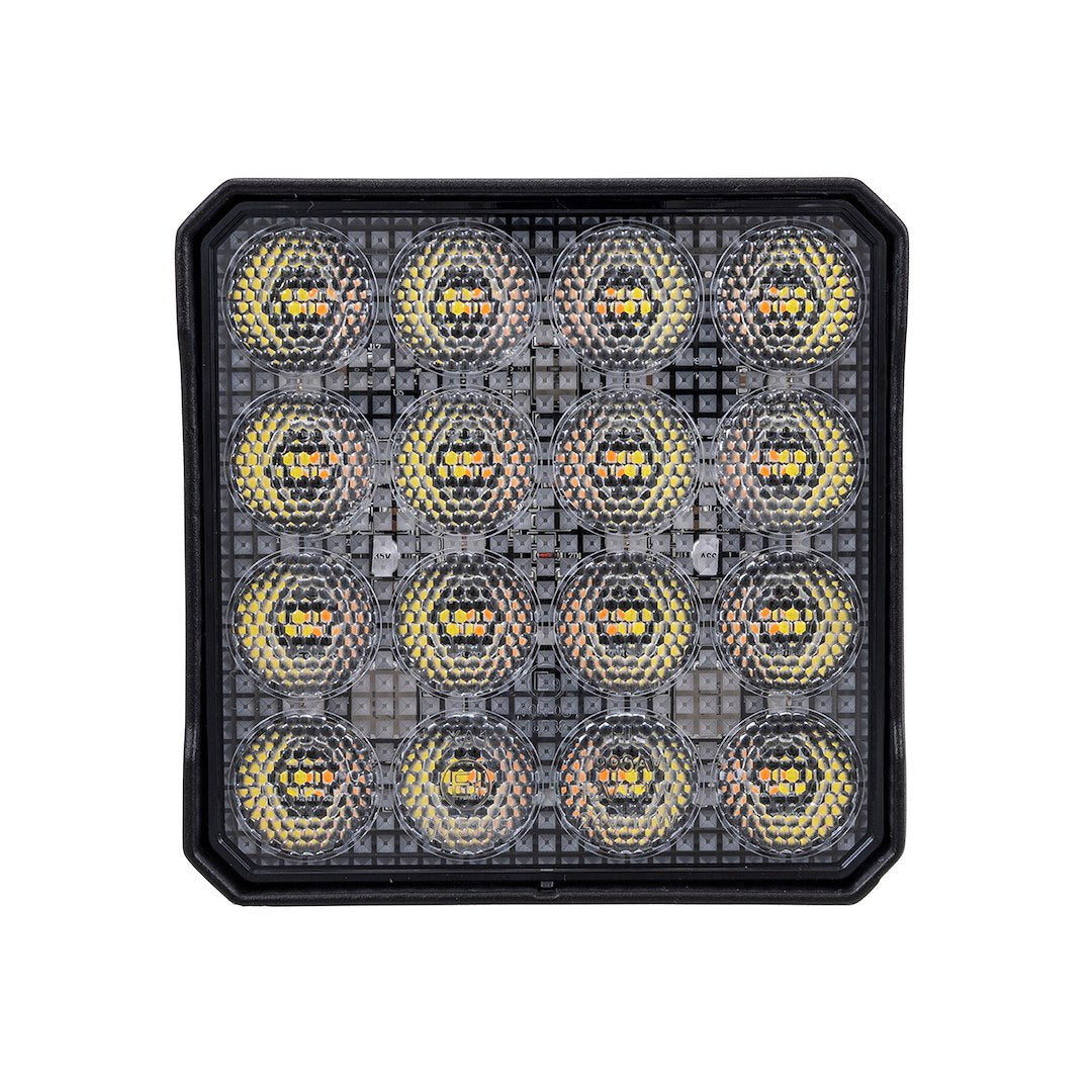 4X4 SQR 16X5W FL SGL WHITE AMBR FLS