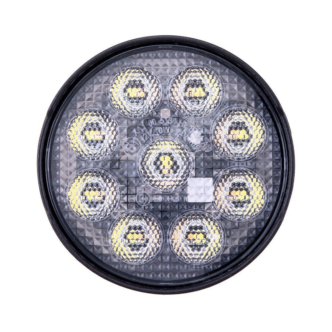 4IN RND 9X5W FL SGL WHITE AMBR FLSH