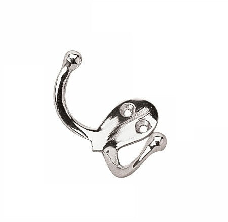 CHROME BRASS DOUBLE COAT HOOK