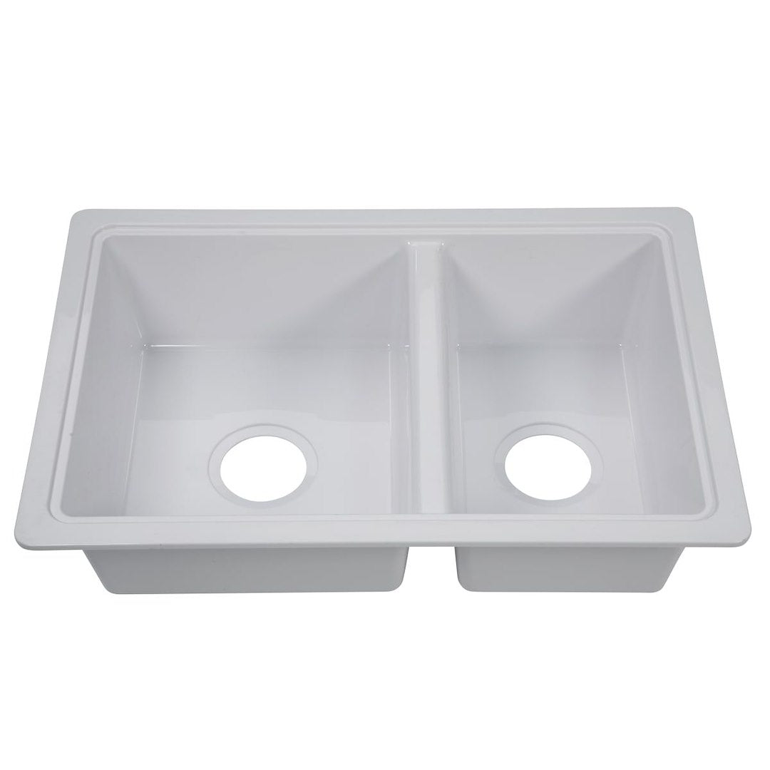 25' X 17' DOUBLE BOWL SINK - WHITE