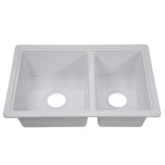25' X 17' DOUBLE BOWL SINK - WHITE