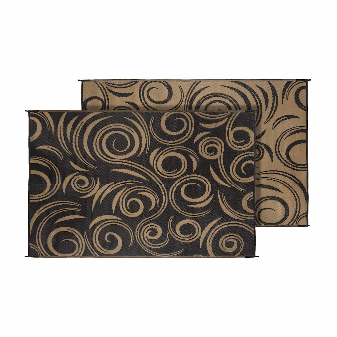 MAT SWIRL 9X12 BLACK/BEIGE