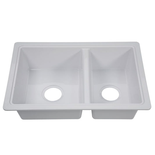 25' X 17' DOUBLE BOWL SINK - WHITE