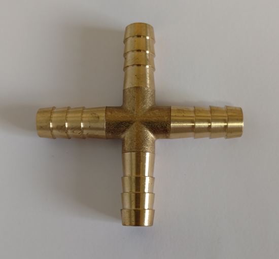 BRASS BARB CROSS  4-WAY 5/16'(8MM)