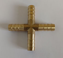 BRASS BARB CROSS  4-WAY 5/16'(8MM)