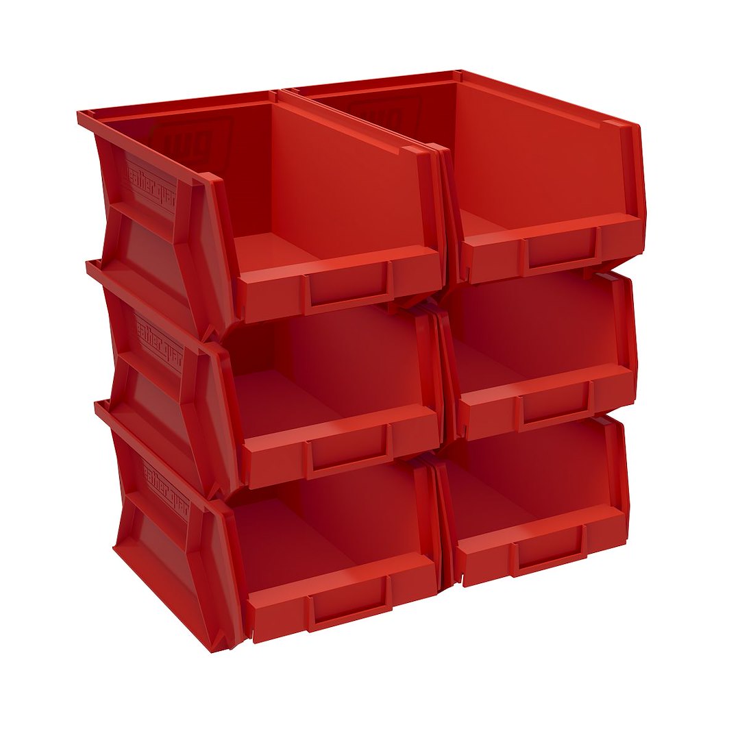 RED BINS  6INX7.8INX15.4IN  6PACK