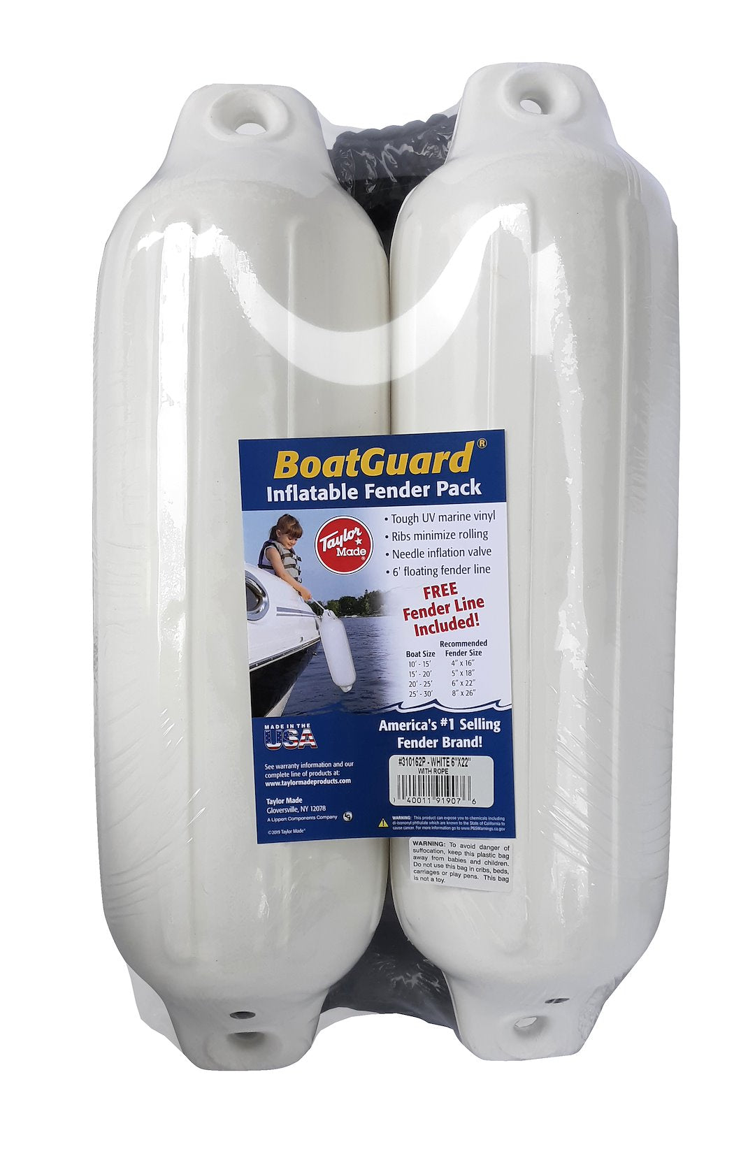 5' X 18' BG 2 PK. WHITE W/BLK. ROPE