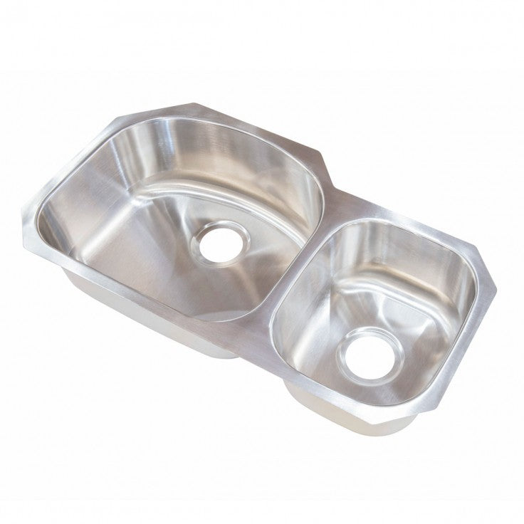32X17X7 OFFSET DOUBLE BOWL SINK; DR