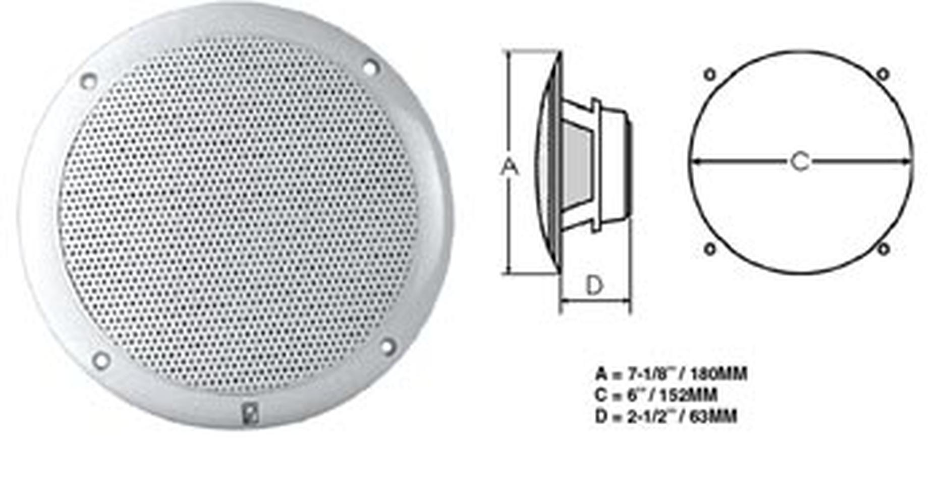 Polyplanar MA-4056 Spkr White 6in  Round Flush Mount