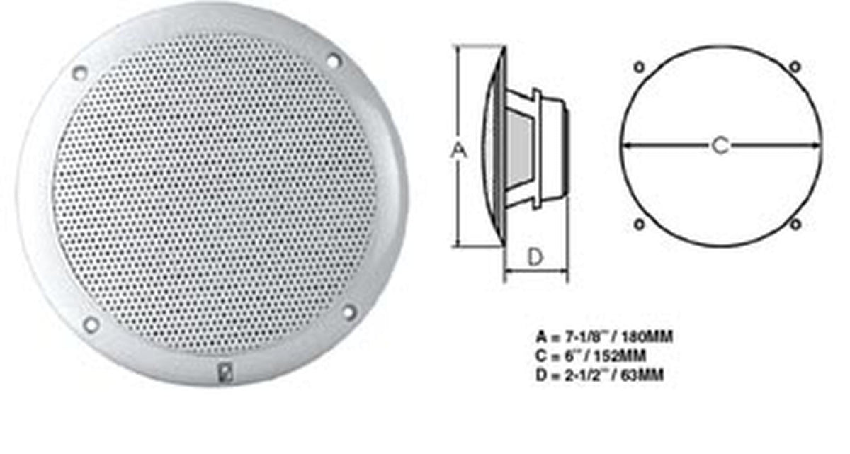 Polyplanar MA-4056 Spkr White 6in  Round Flush Mount