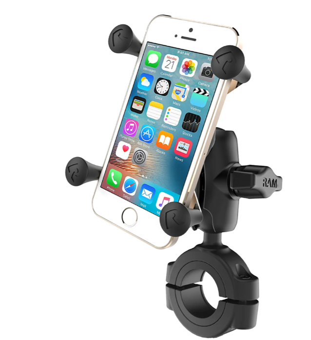 RAM Mount RAM Torque 1 1/8" - 1 1/2" Diameter Handlebar/Rail Base with B Size 1" Ball, Short Arm and X-Grip for Phones [RAM-B-408-112-15-A-UN7U]