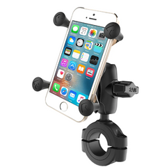 RAM Mount RAM Torque 1 1/8" - 1 1/2" Diameter Handlebar/Rail Base with B Size 1" Ball, Short Arm and X-Grip for Phones [RAM-B-408-112-15-A-UN7U]