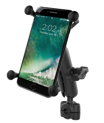 RAM Mount RAM Torque 3/8" - 5/8" Diameter Mini Rail Base with 1" Ball, Medium Arm and X-Grip for Larger Phones [RAM-B-408-37-62-UN10U]