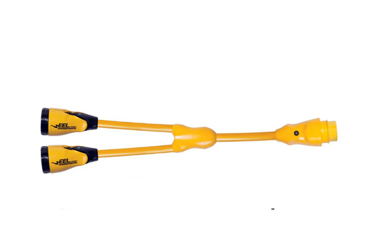 Marinco Y504-2-30 EEL (2)-30A-125V Female to (1)50A-125/250V Male "Y" Adapter - Yellow [Y504-2-30]