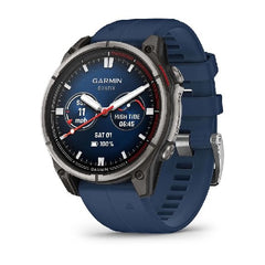 Garmin Quatix 8 47mm AMOLED Smartwatch Titanium Bezel Captain Blue Silicone Band