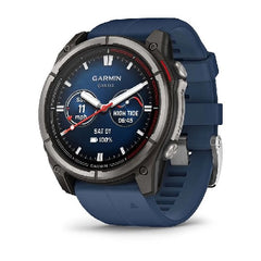 Garmin Quatix 8 51mm AMOLED Smartwatch Titanium Bezel Captain Blue Silicone Band